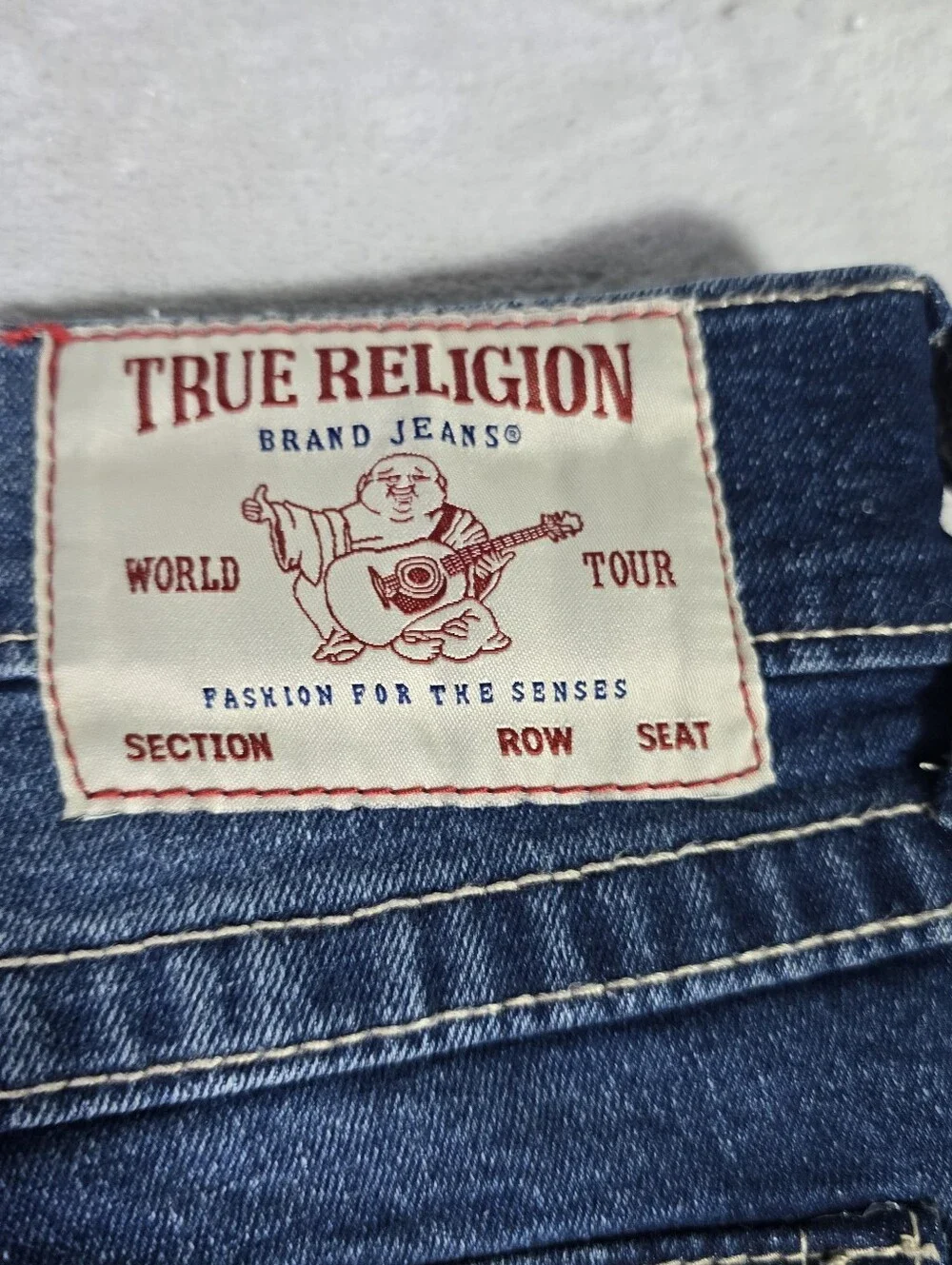 NWT True Religion Ricky SN Flap Relaxed Straight Fit Jeans Sz Actual 34x33 Blue
